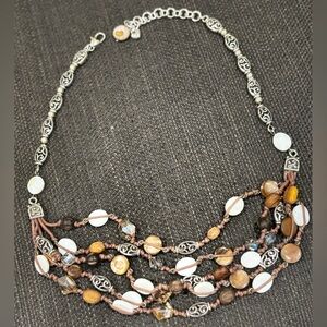 Brighton Silver and Brown Multi-Strand Necklace